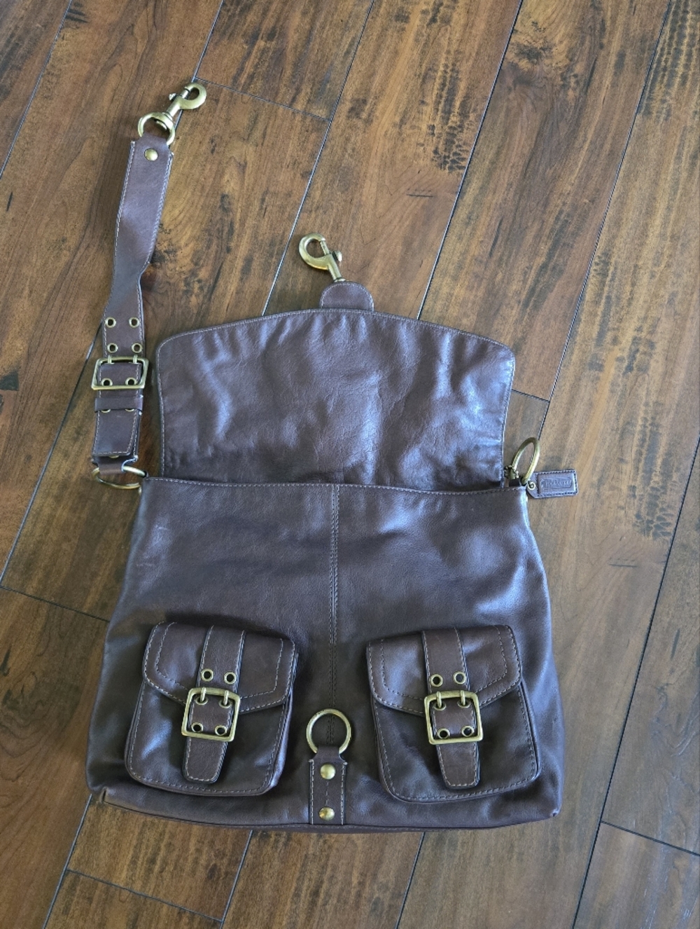 VTG Coach Legacy Brooklyn Brown Pocket Leather Messenger Shoulder Tote Large Bag - Picture 7 of 16